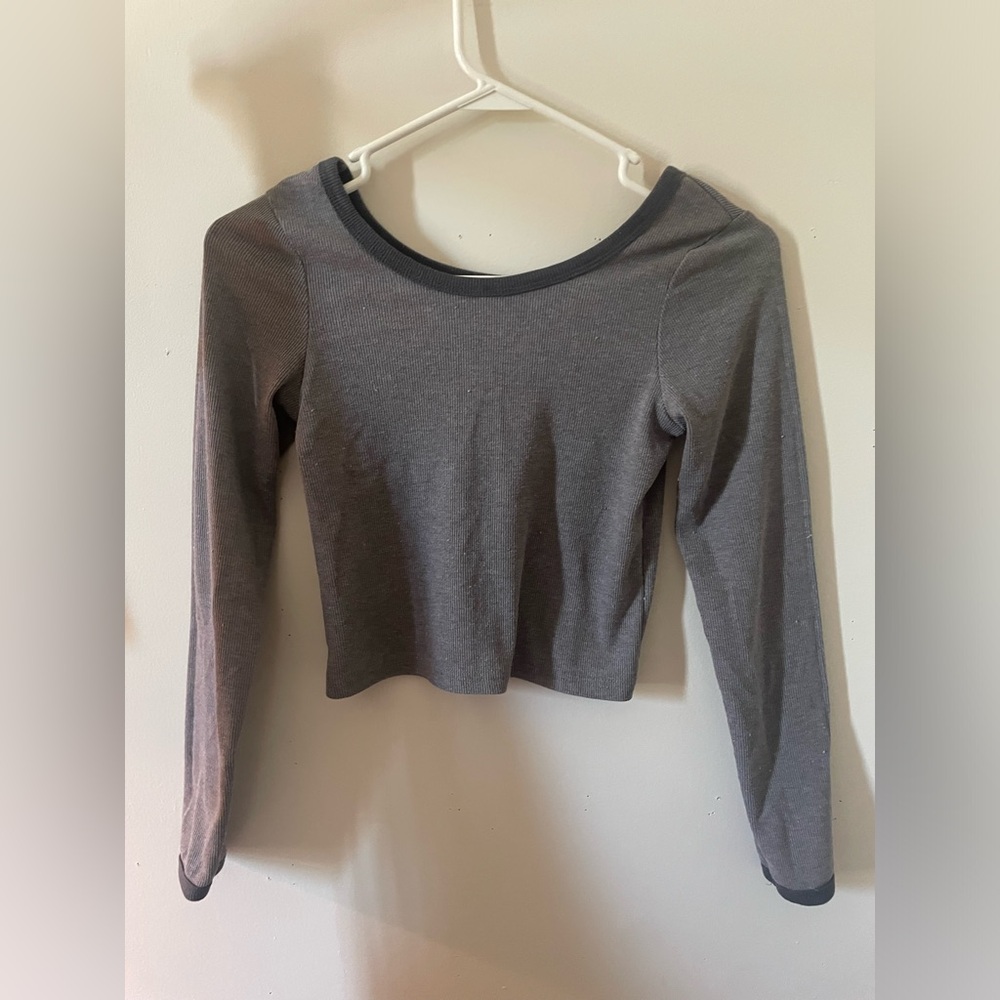 Grey swoop neck top